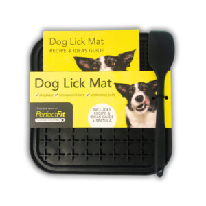 Silicone square Lick mat package with concertina 'Recipe' & 'How to use' guide product photo.
