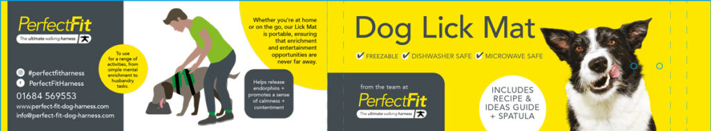 Dog Lick mat packaging artwork that wraps around products to complete the pack